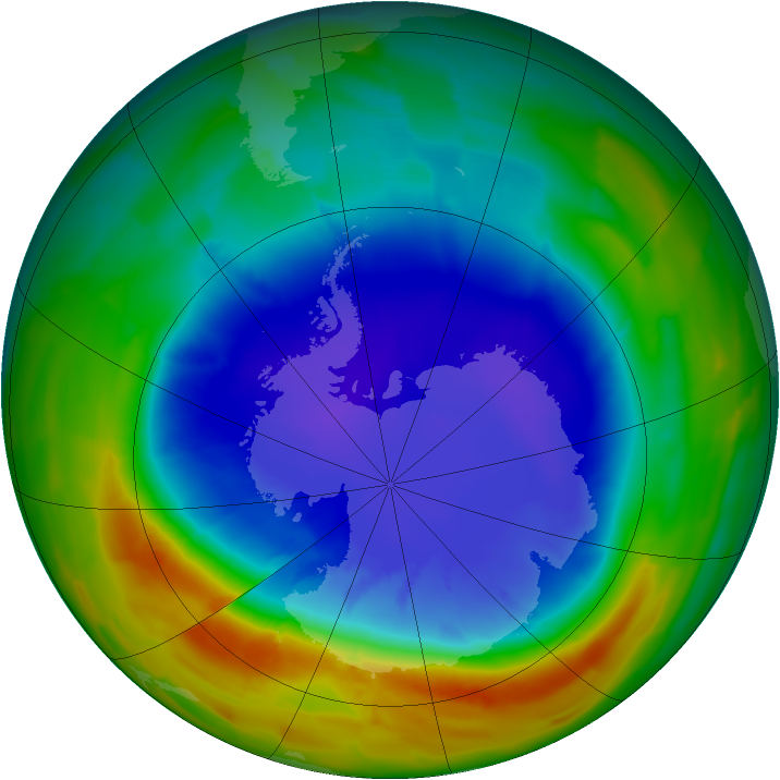 Antarctic ozone map for 19 September 2012